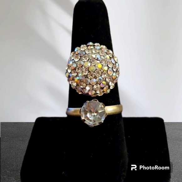 Set of Two Rhinestone Fashion Rings - Picture 1 of 6